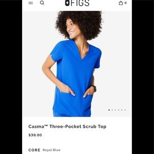 Figs Double Pocket Top Blue sz XS